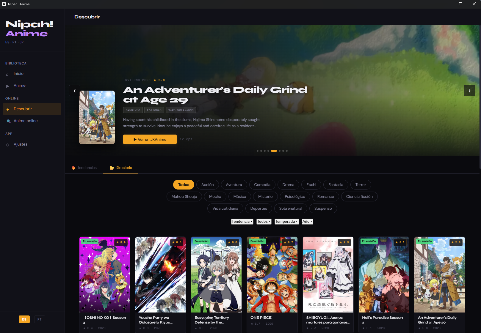 Directorio con filtros